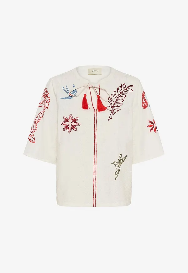 Cream - Blus crRosetta Blouse - Vit
