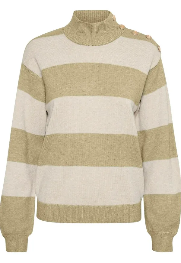 Cream Dela Knit Turtleneck Beige, Dam