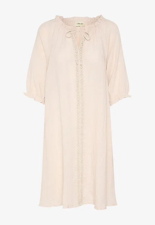 Cream - Linneklänning crBellis Lace Dress - Beige