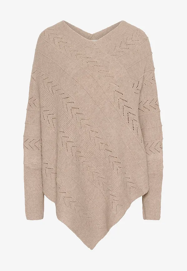 Cream - Poncho crHoliday Knit - Beige