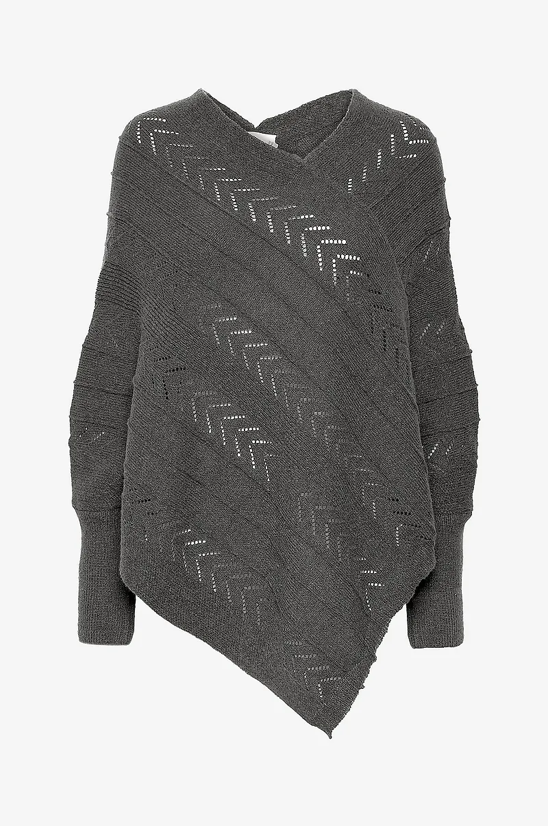 Cream - Poncho crHoliday Knit - Grå