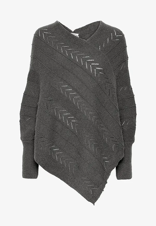 Cream - Poncho crHoliday Knit - Grå