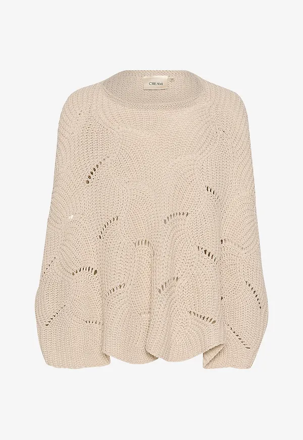 Cream - Poncho crMistletoe Knit - Beige