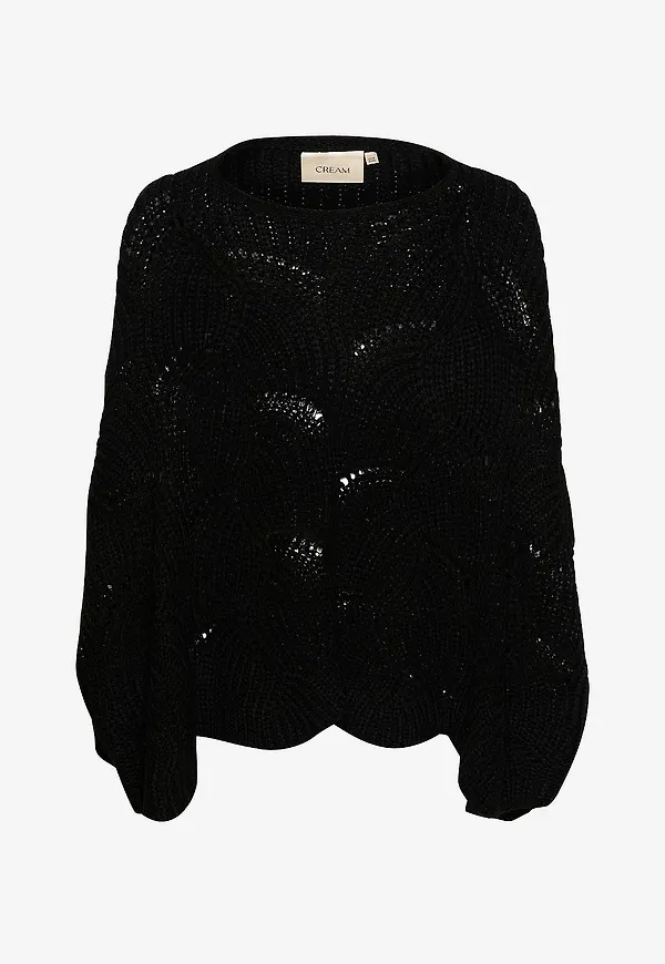 Cream - Poncho crMistletoe Knit - Svart