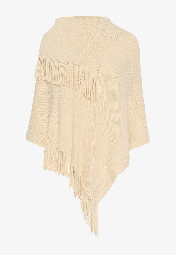 Cream - Poncho crSivas Knit Poncho - Vit