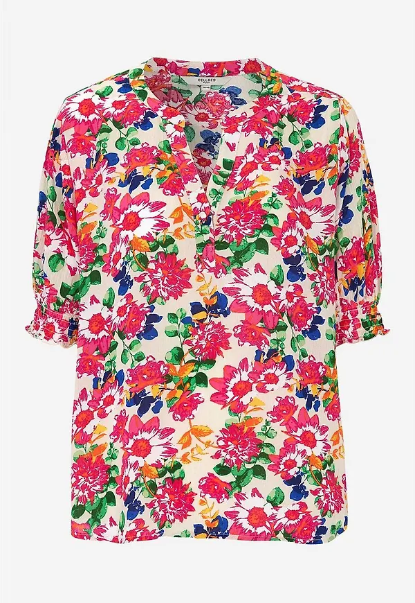 Crepe blus med smock Mia