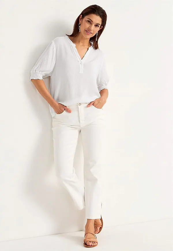 Crepe blus med smock Mia