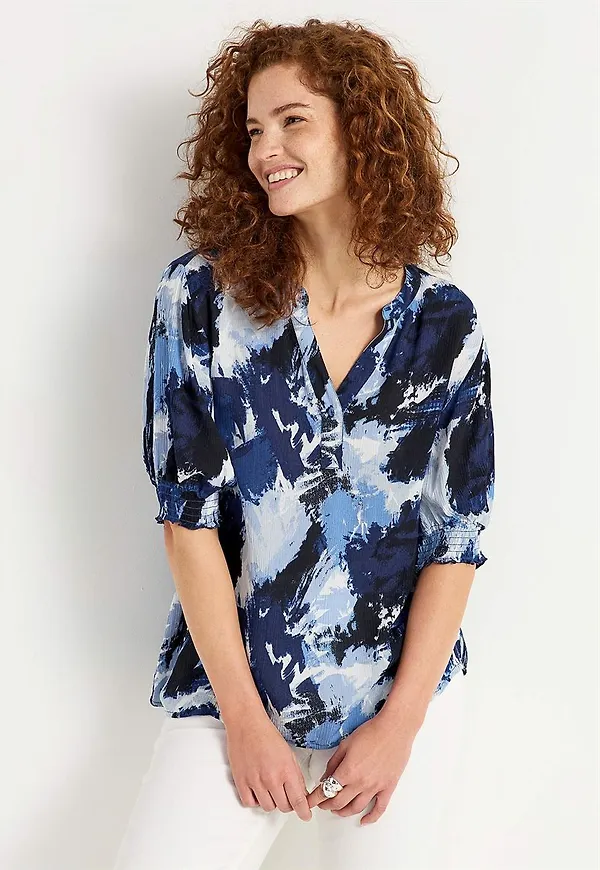 Crepe blus med smock Mia