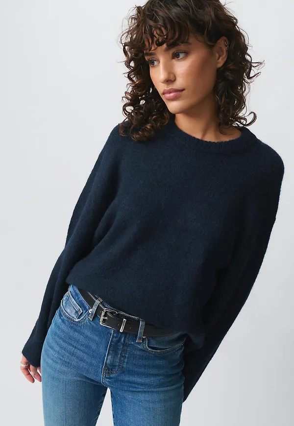 Gina Tricot - Crew neck knitted sweater - stickade tröjor - Blå - XS - Dam