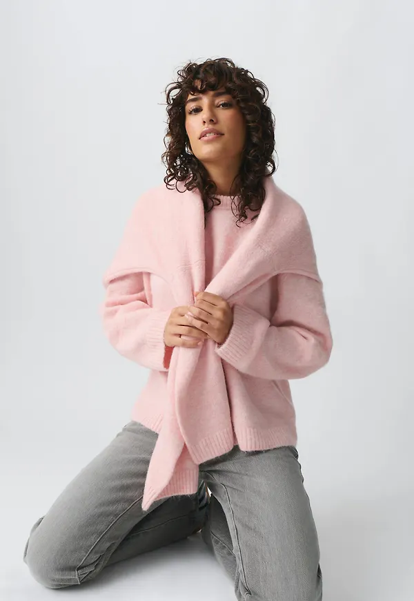 Gina Tricot - Crew neck knitted sweater - stickade tröjor - Rosa - XL - Dam
