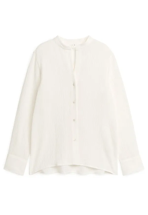 Crinkle Cotton Shirt - White