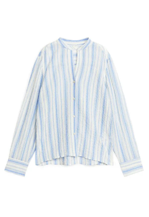 Crinkle Cotton Shirt - Blue