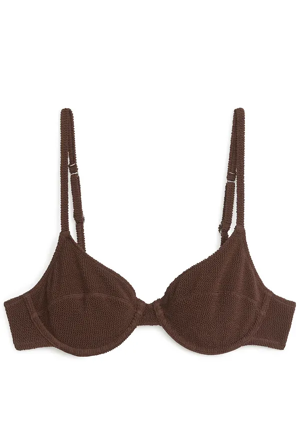 Crinkle Wired Bikini Top - Brown