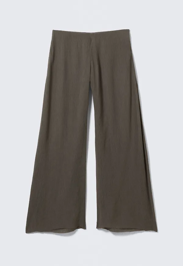 Crinkled Low-Rise Wide-Leg Trousers