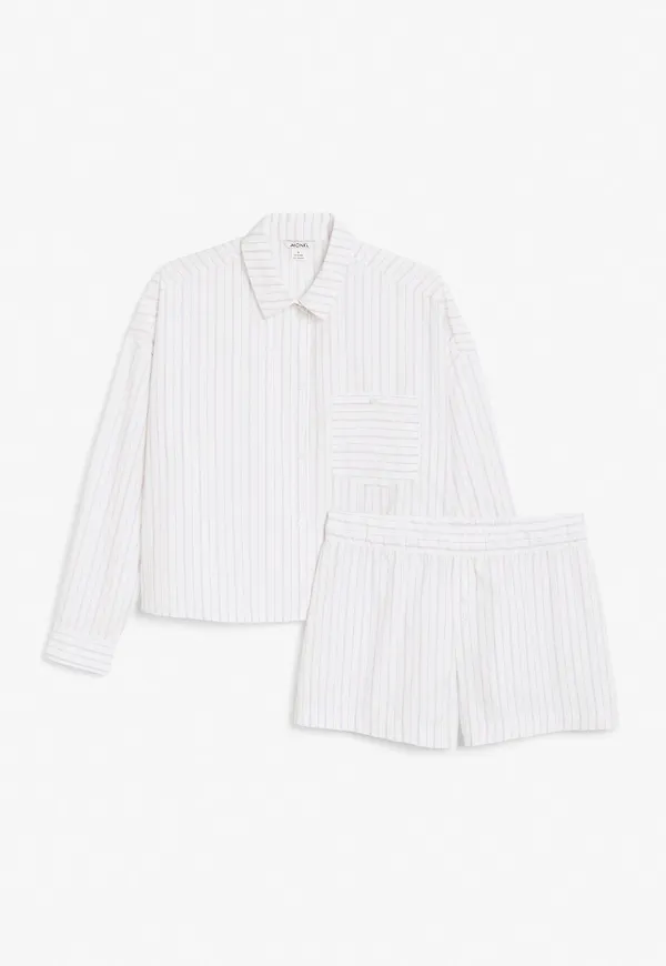Crisp cotton pyjama set - White
