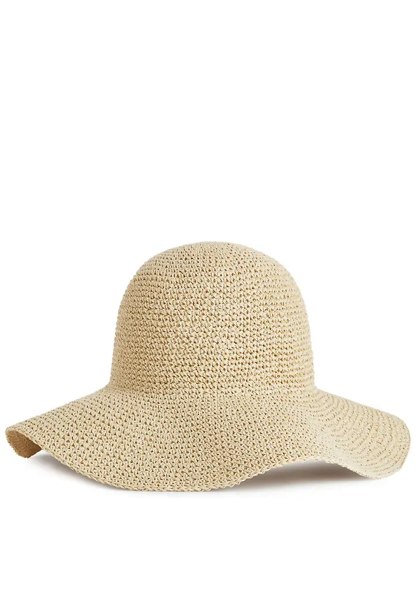 Crochet Straw Hat - Beige