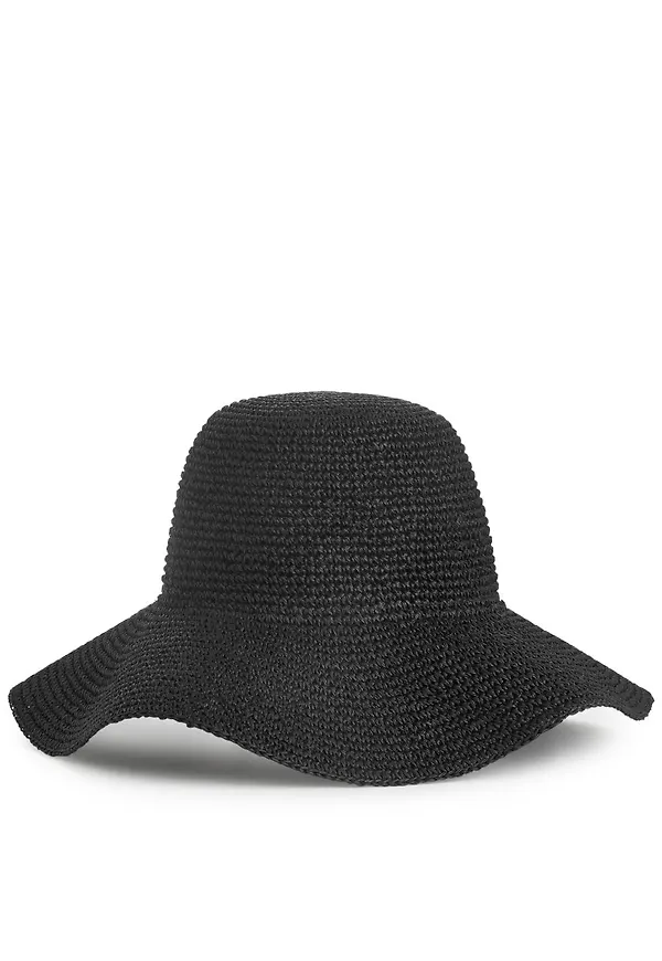 Crochet Straw Hat - Black