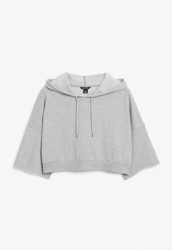 Crop short-sleeve hoodie - Grey