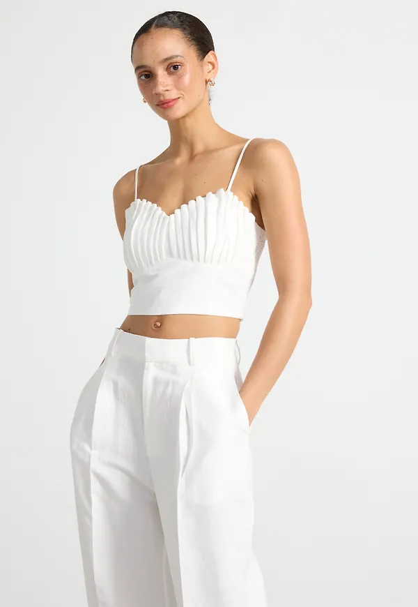 Crop top i linneblandning