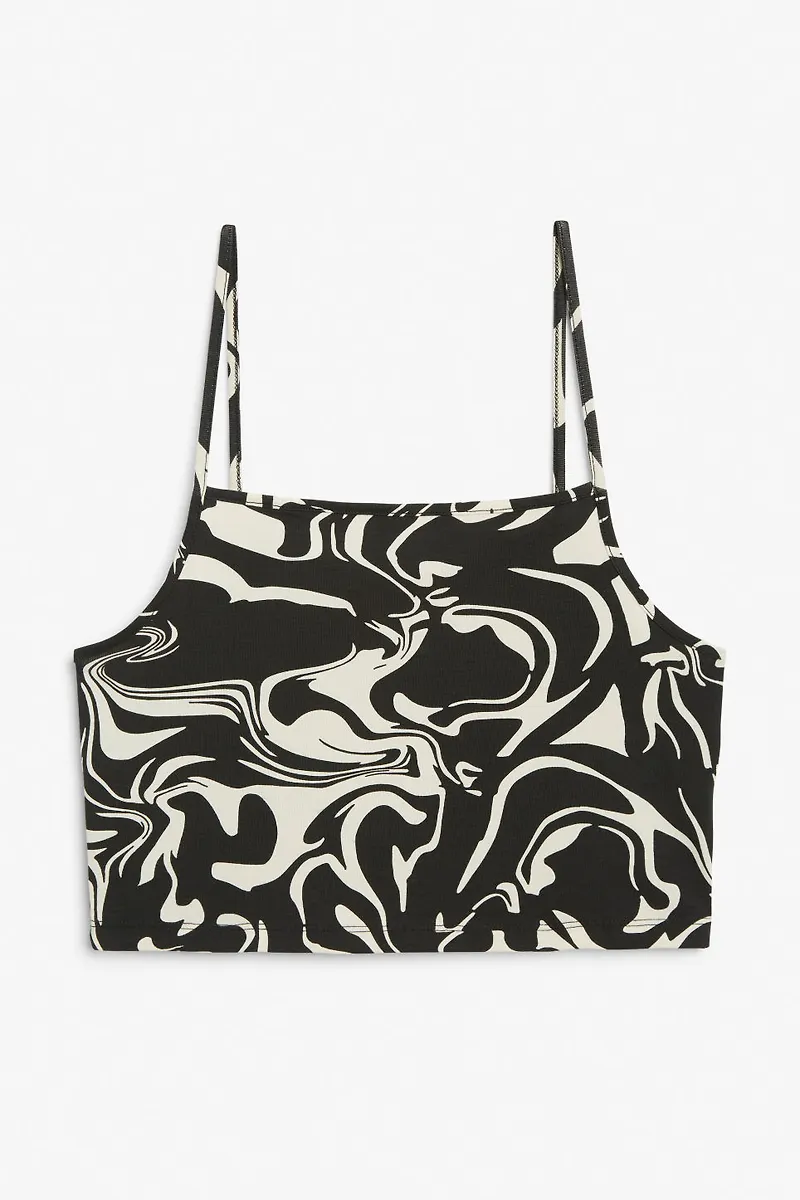 Crop top with spaghetti straps - Black