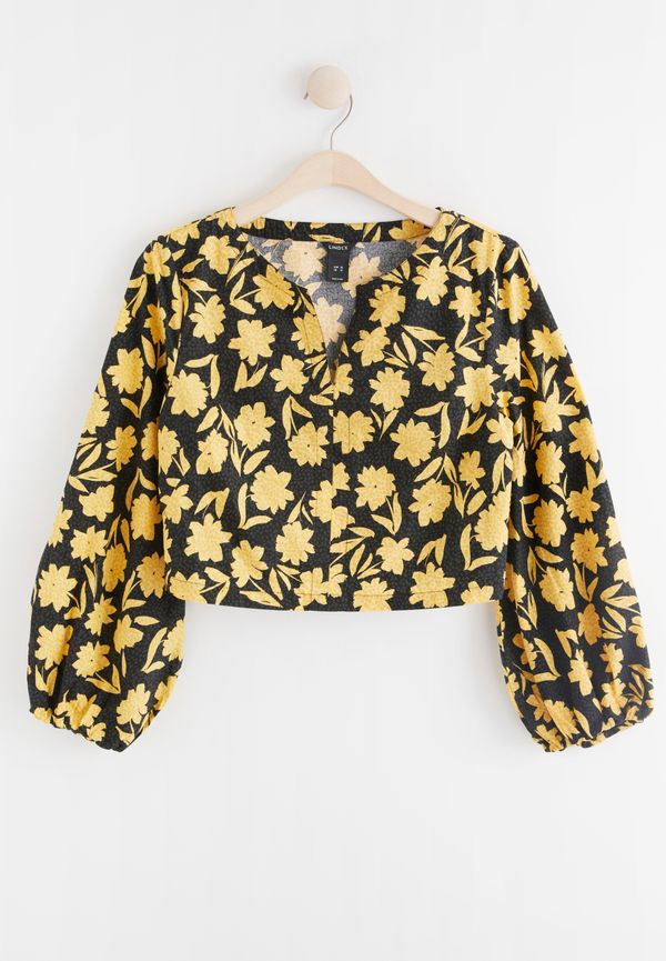 Croppad långärmad blus