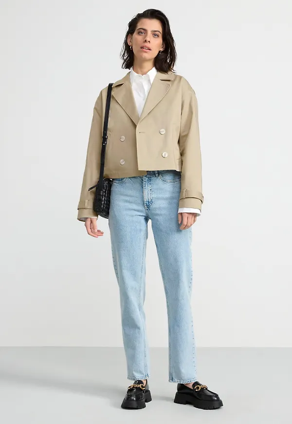 Croppad trenchcoat-jacka