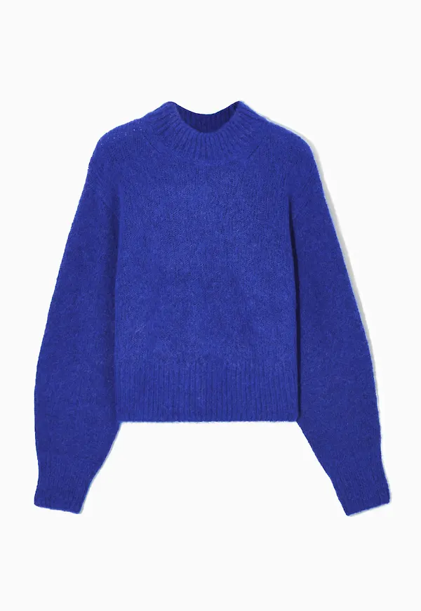 CROPPED ALPACA-BLEND MOCK-NECK JUMPER