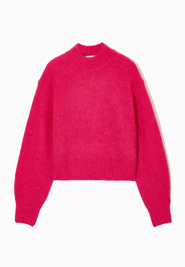 CROPPED ALPACA-BLEND MOCK-NECK JUMPER