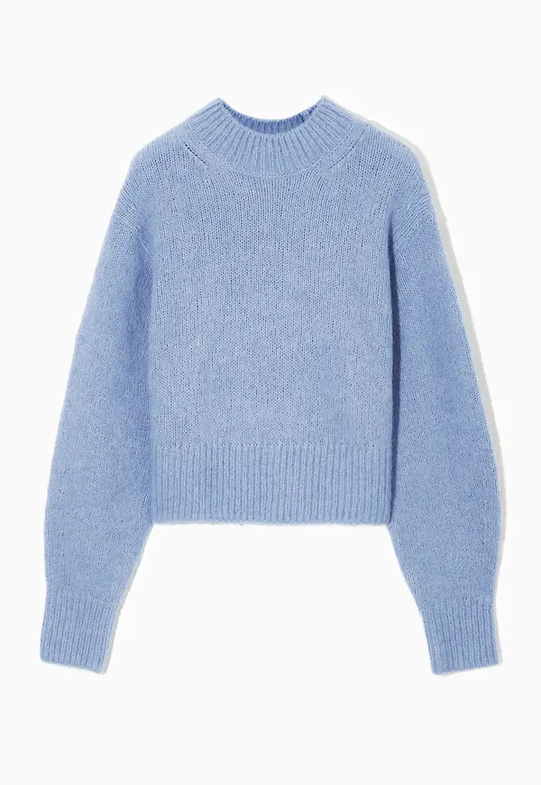 CROPPED ALPACA-BLEND MOCK-NECK JUMPER