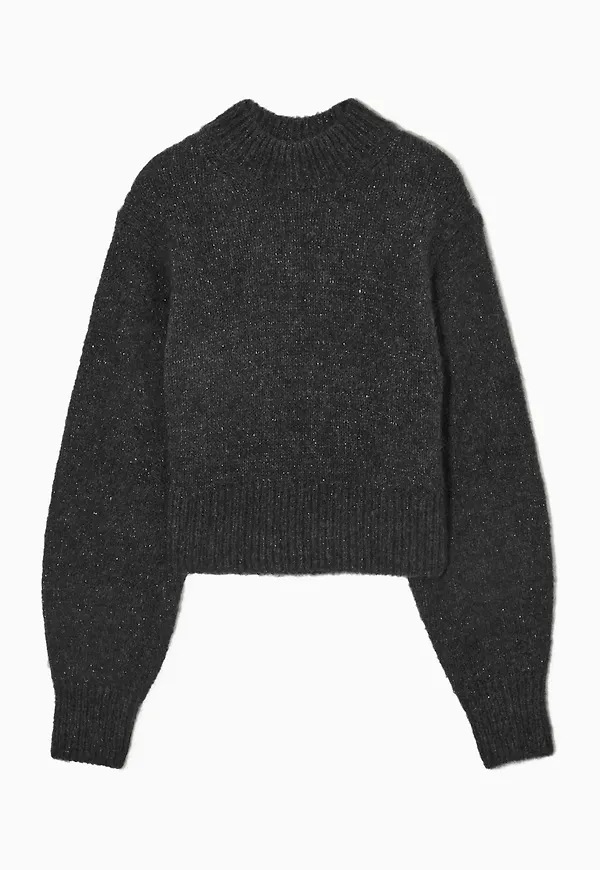 CROPPED ALPACA-BLEND MOCK-NECK JUMPER