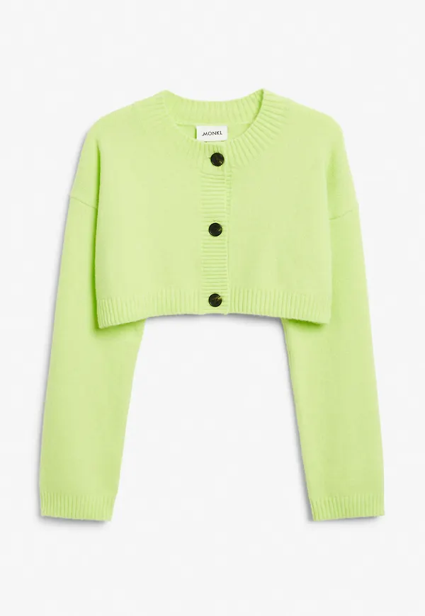 Cropped buttoned soft cardigan - Yellow