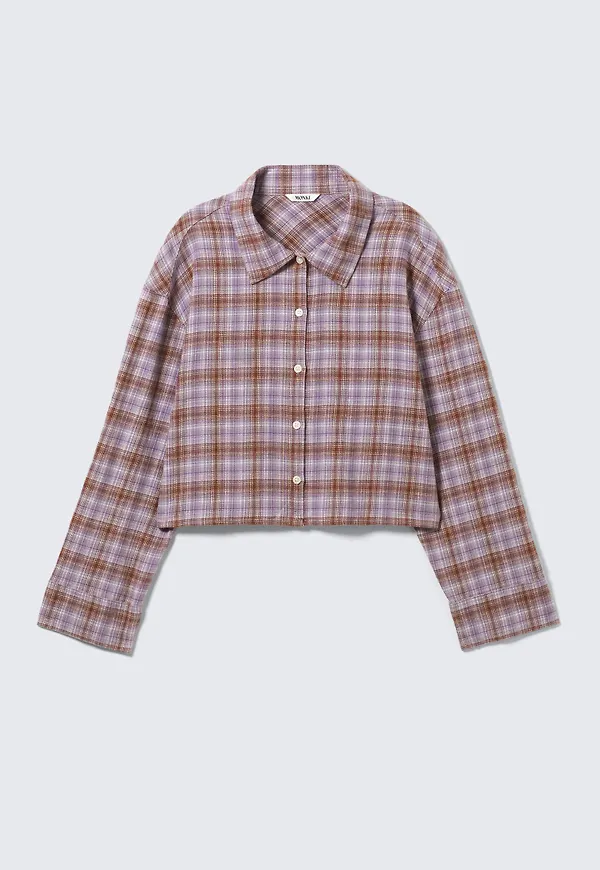 Cropped Checked Flannel Shirt