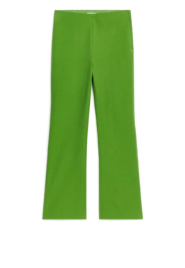Cropped Cotton Stretch Trousers - Green
