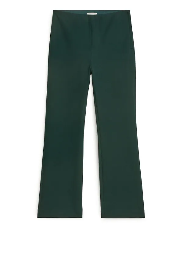 Cropped Cotton Stretch Trousers - Green