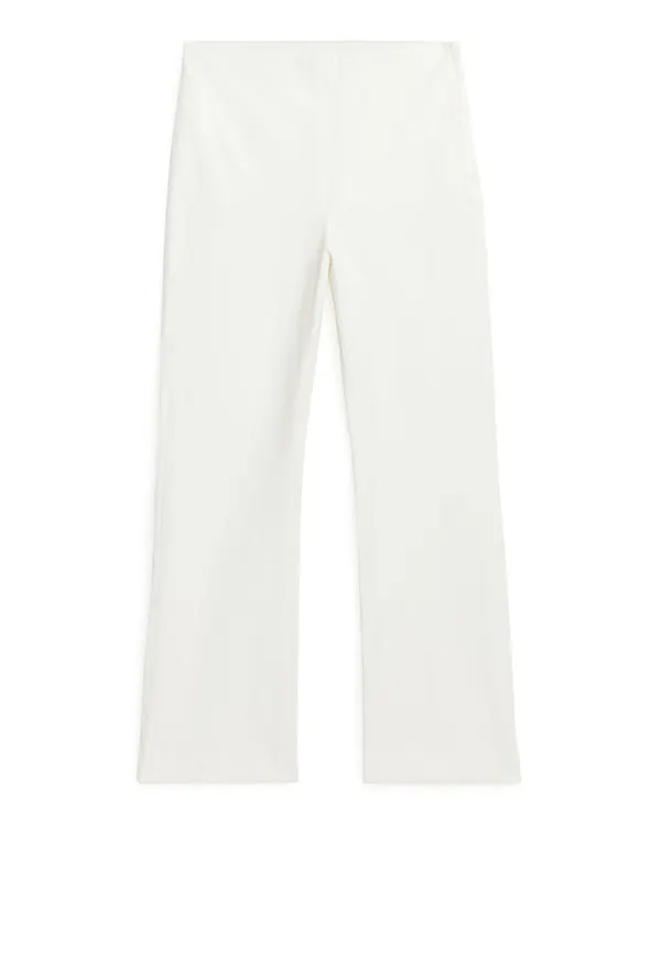 Cropped Cotton Stretch Trousers - White