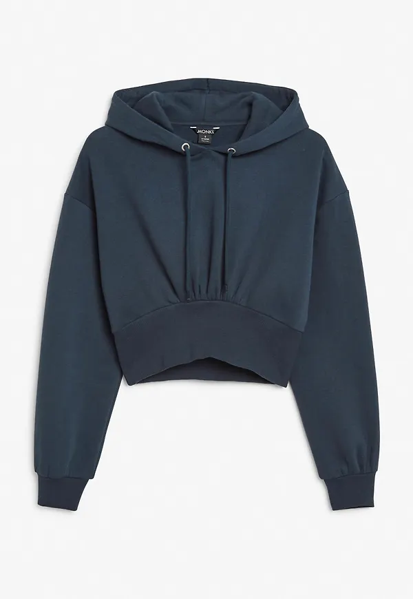 Cropped drawstring hoodie - Blue