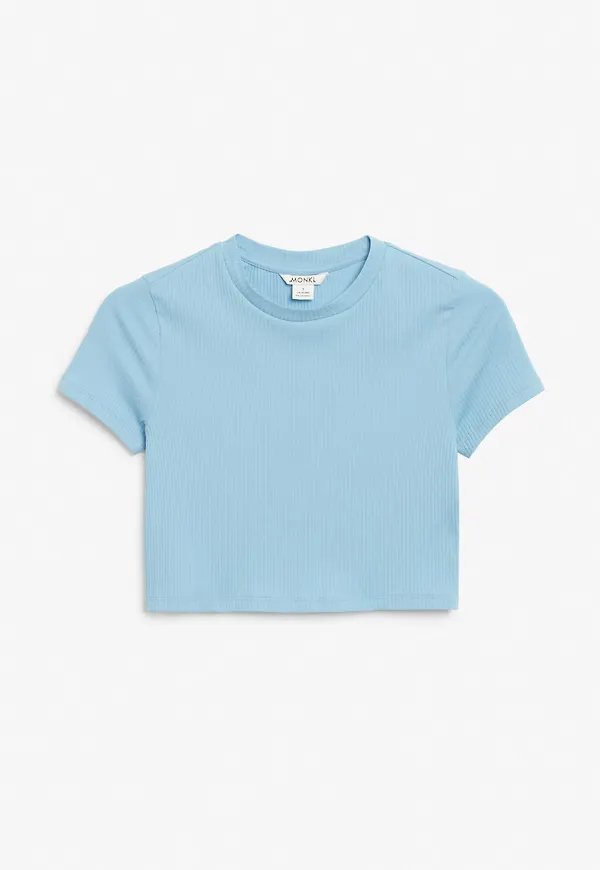 Cropped fitted t-shirt - Turquoise