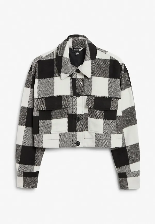 Cropped flannel jacket - Black