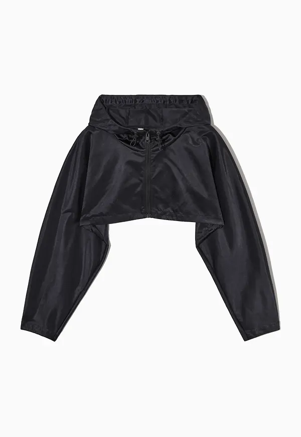 CROPPED HOODED NYLON JACKET