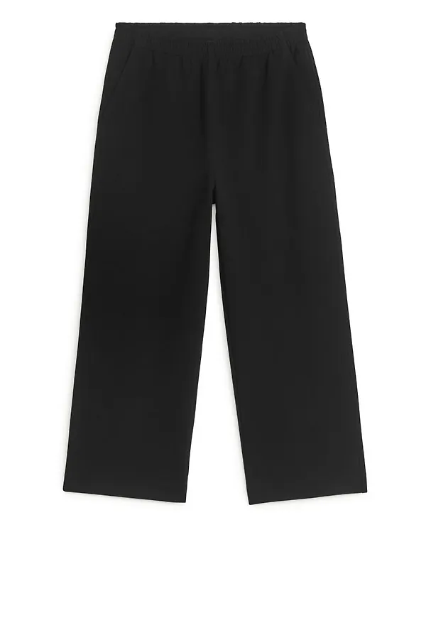 Cropped Jersey Trousers - Black