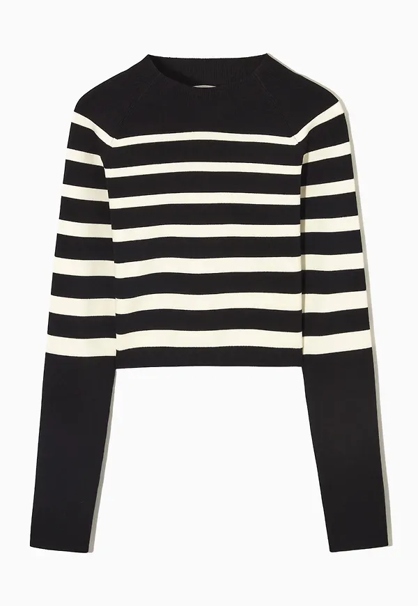CROPPED KNITTED MOCK-NECK TOP