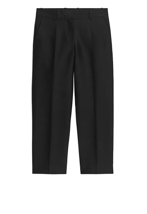 Cropped Lyocell Trousers - Black