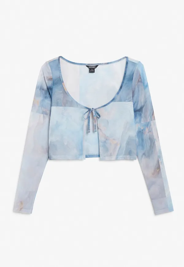 Cropped mesh cardigan - Blue