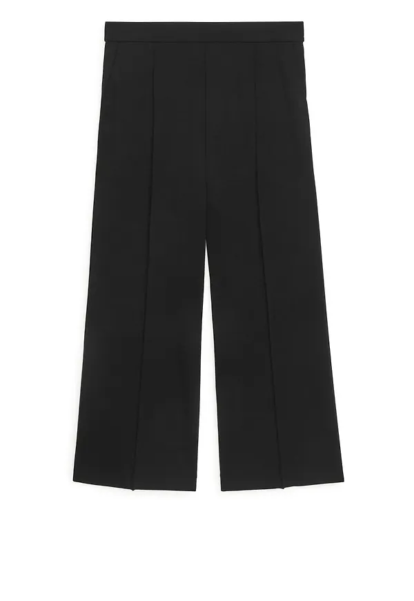 Cropped Milano Rib Trousers - Black