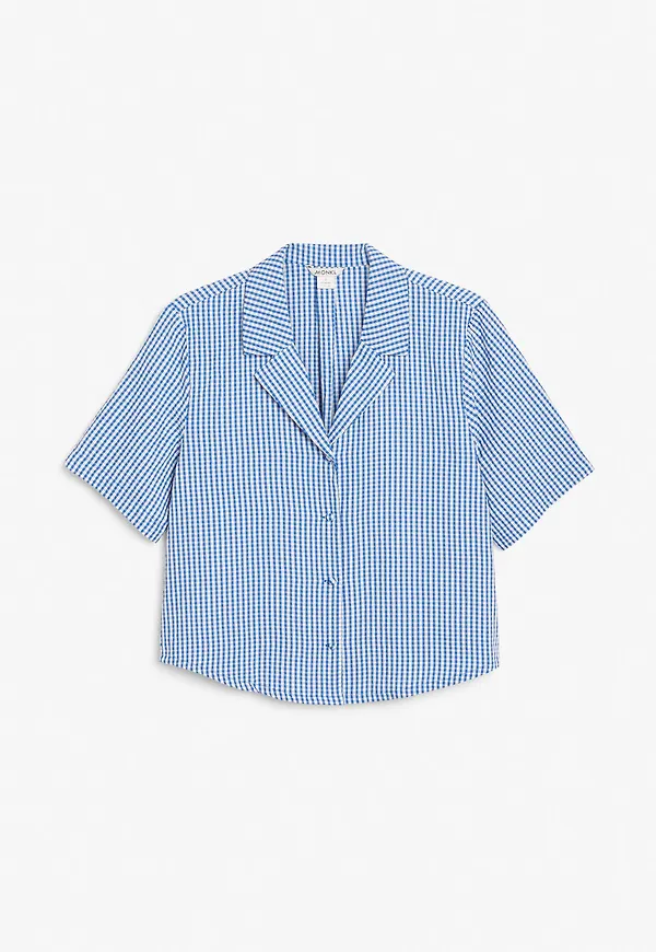 Cropped shirt blouse - Blue