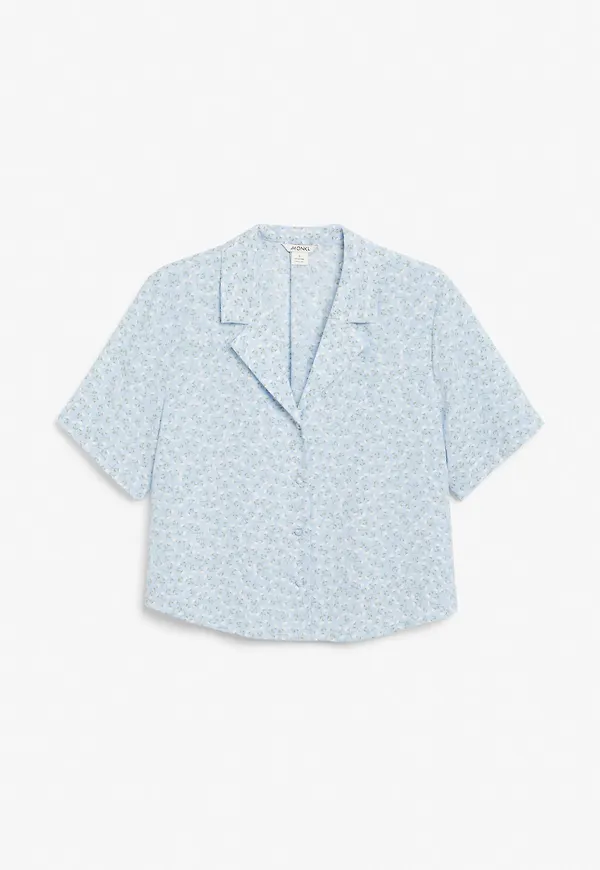 Cropped shirt blouse - Blue