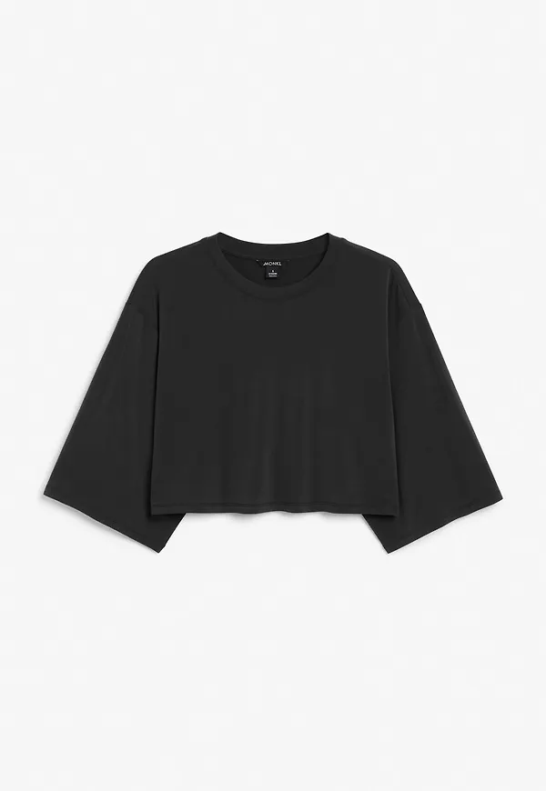Cropped soft t-shirt - Black