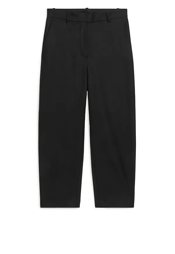 Cropped Suit Trousers - Black