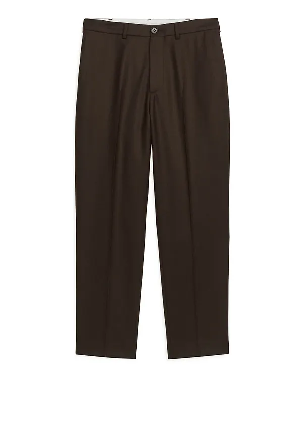 Cropped Tapered Wool Trousers - Green