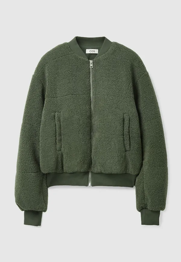 CROPPED TEDDY BOMBER JACKET